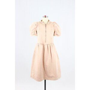 SEA NEW YORK Light Blush Pink 100% Cotton Denim Puff Sleeve Midi Dress, Size XXS